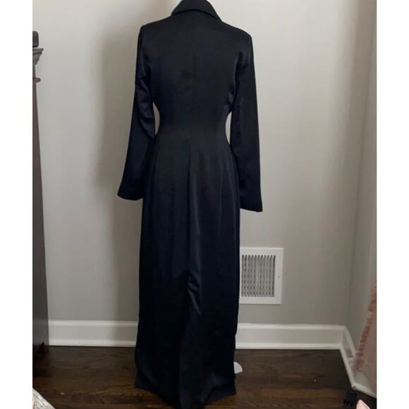 Lavish Alice Tie Front Notch Collar Duster Satin Trench Coat Jacket Size US 6 - Picture 6 of 10